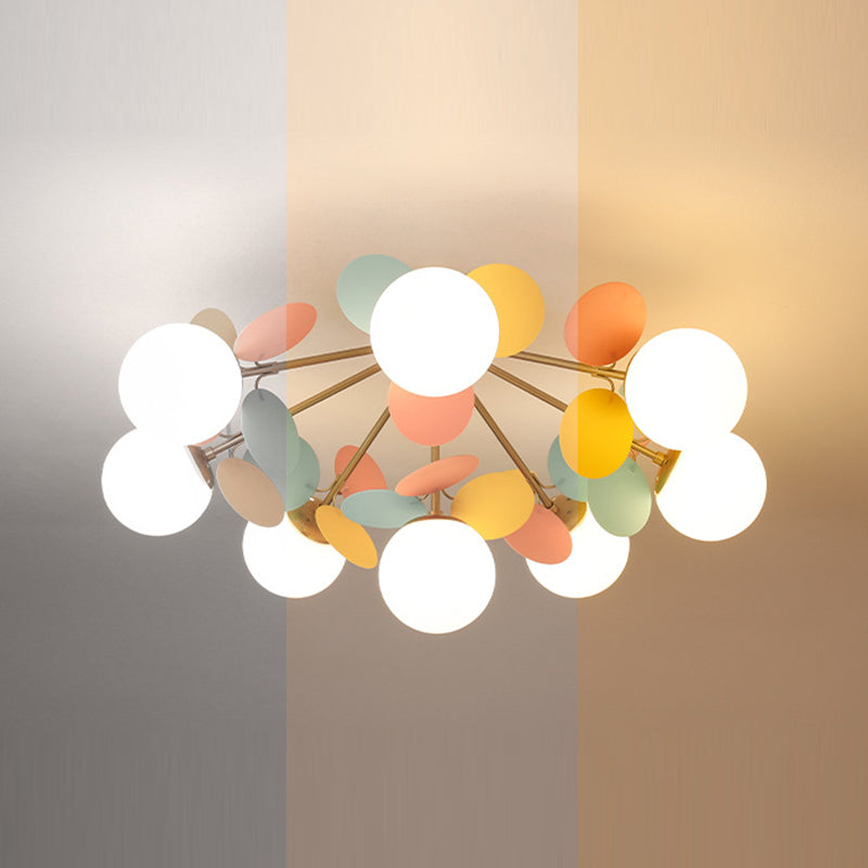 Contemporaine Branche Créative Globe Rond Pièce Métal Verre Acrylique 4/6/8 Lumière Plafonnier Encastré Pour Chambre 