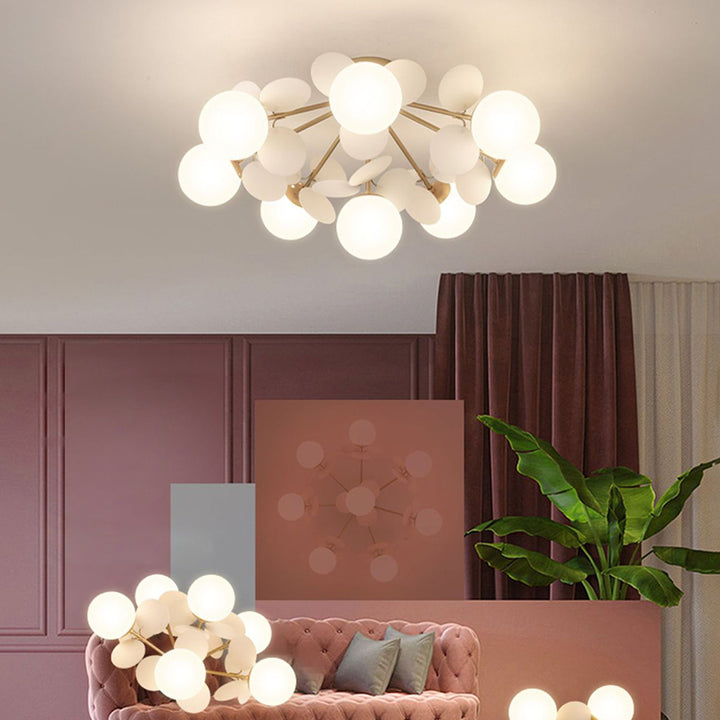 Contemporaine Branche Créative Globe Rond Pièce Métal Verre Acrylique 4/6/8 Lumière Plafonnier Encastré Pour Chambre 