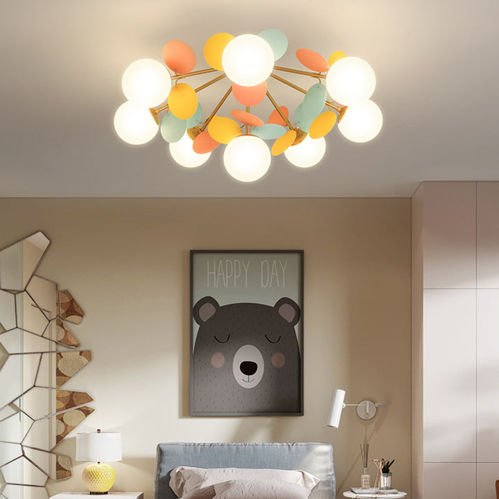 Contemporaine Branche Créative Globe Rond Pièce Métal Verre Acrylique 4/6/8 Lumière Plafonnier Encastré Pour Chambre 