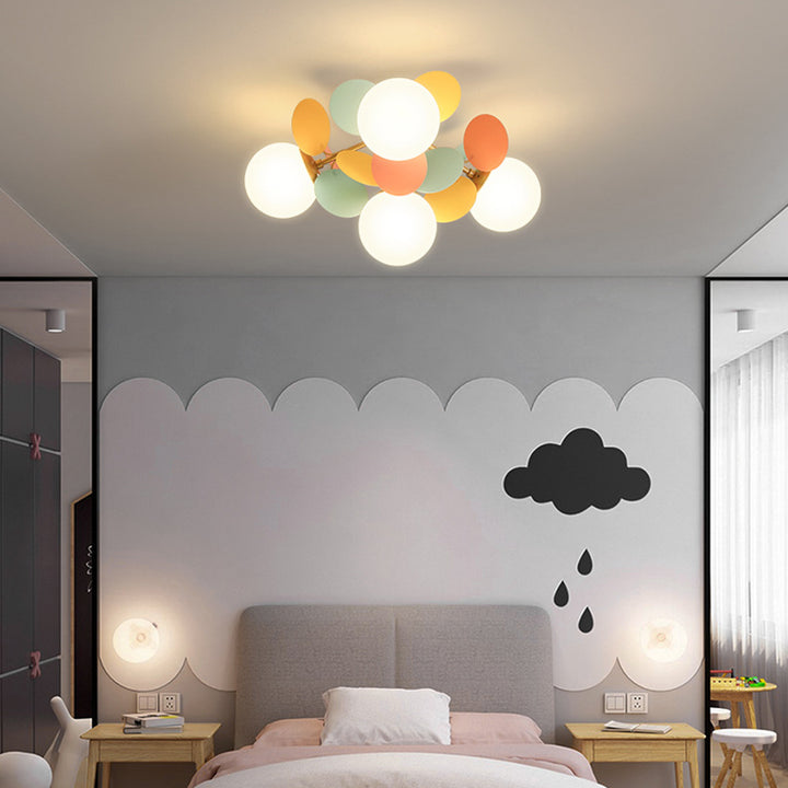 Contemporaine Branche Créative Globe Rond Pièce Métal Verre Acrylique 4/6/8 Lumière Plafonnier Encastré Pour Chambre 