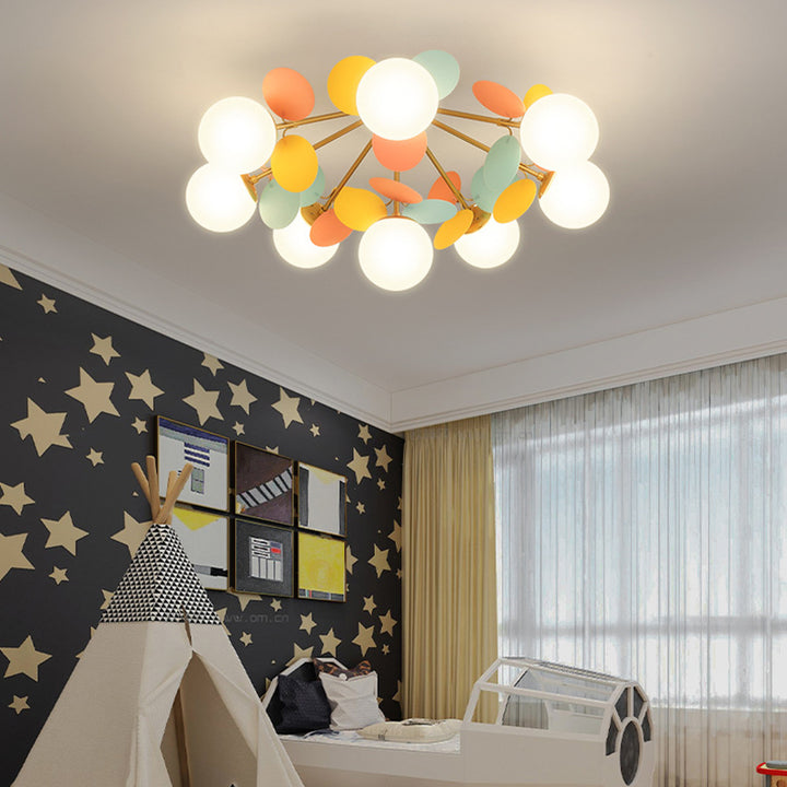 Contemporaine Branche Créative Globe Rond Pièce Métal Verre Acrylique 4/6/8 Lumière Plafonnier Encastré Pour Chambre 
