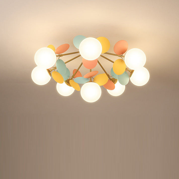 Contemporaine Branche Créative Globe Rond Pièce Métal Verre Acrylique 4/6/8 Lumière Plafonnier Encastré Pour Chambre 