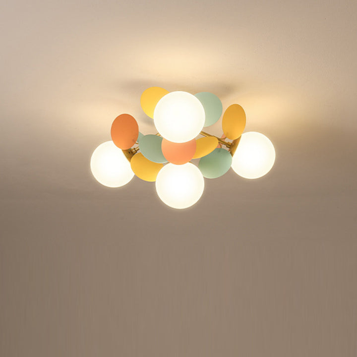 Contemporaine Branche Créative Globe Rond Pièce Métal Verre Acrylique 4/6/8 Lumière Plafonnier Encastré Pour Chambre 