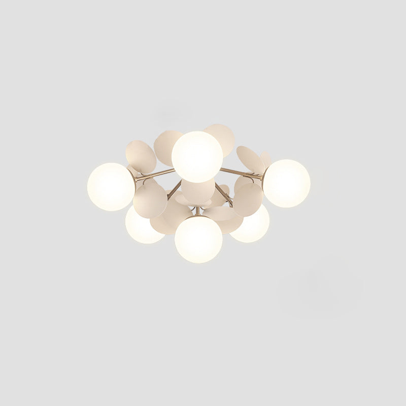 Contemporaine Branche Créative Globe Rond Pièce Métal Verre Acrylique 4/6/8 Lumière Plafonnier Encastré Pour Chambre 