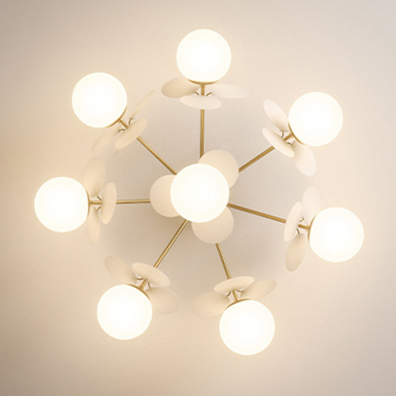 Contemporaine Branche Créative Globe Rond Pièce Métal Verre Acrylique 4/6/8 Lumière Plafonnier Encastré Pour Chambre 
