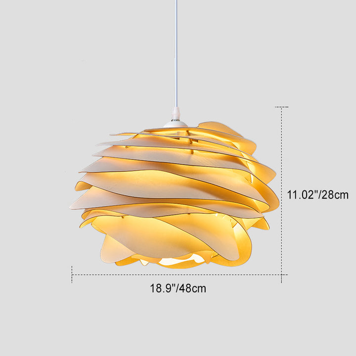 Contemporain Créatif Orbe Pièce Multi-Couche Matériel en Bois Suspension 1 Lumière Pour Salon 