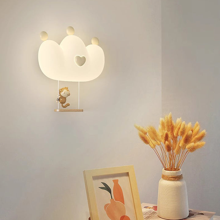 Applique murale LED en fer pour chambre à coucher avec couronne d'animal créative contemporaine pour enfants 