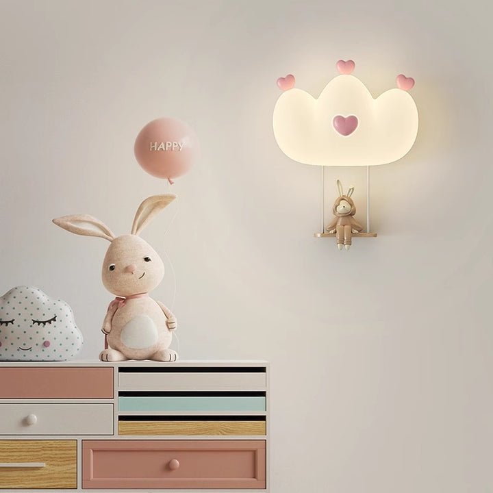 Applique murale LED en fer pour chambre à coucher avec couronne d'animal créative contemporaine pour enfants 