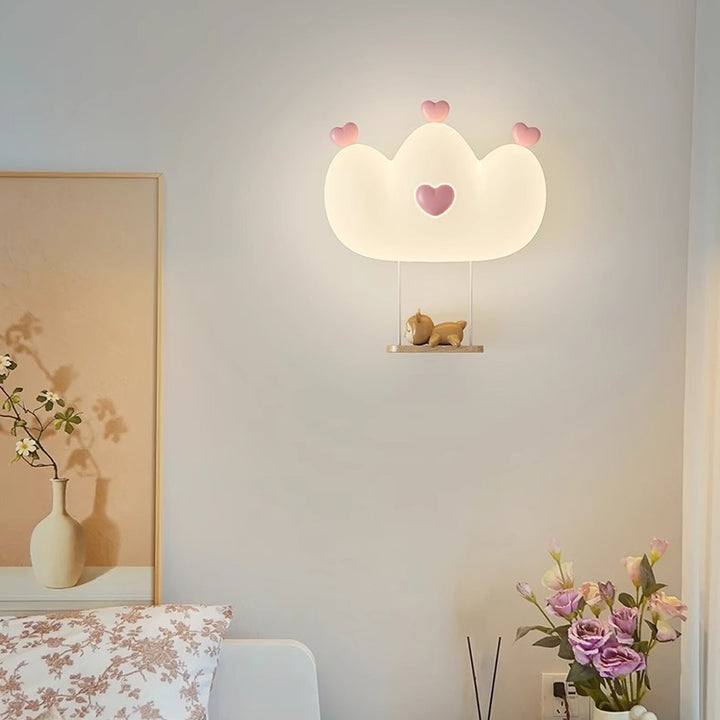 Applique murale LED en fer pour chambre à coucher avec couronne d'animal créative contemporaine pour enfants 