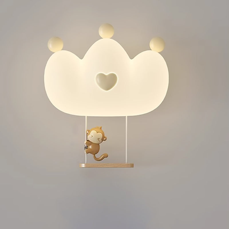 مصباح الحائط LED بتصميم تاج حيوانات للأطفال المبدعين المعاصر من الحديد لغرفة النوم 