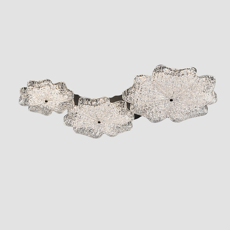 Lustre de plafond à montage affleurant en résine métallique avec LED et fleurs nordiques contemporaines pour salon 