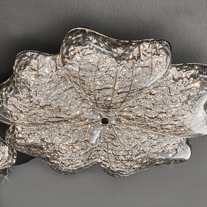 Lustre de plafond à montage affleurant en résine métallique avec LED et fleurs nordiques contemporaines pour salon 