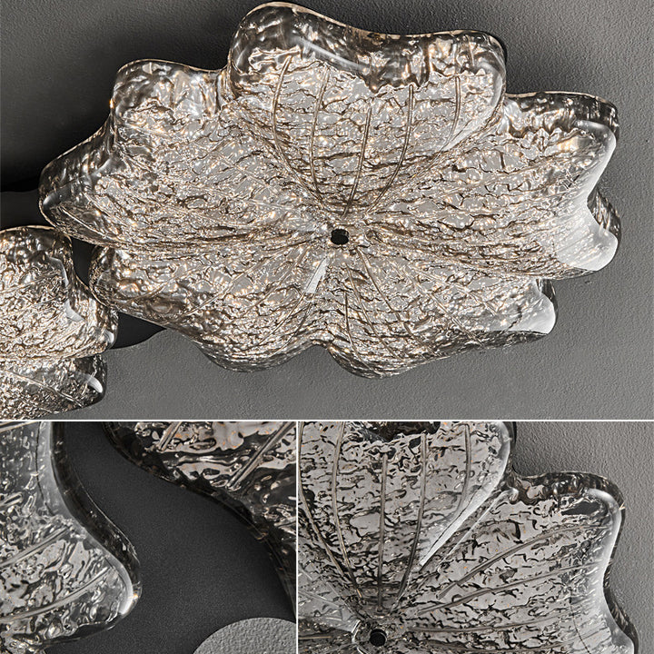Lustre de plafond à montage affleurant en résine métallique avec LED et fleurs nordiques contemporaines pour salon 