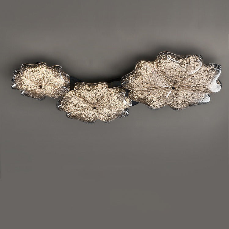 Lustre de plafond à montage affleurant en résine métallique avec LED et fleurs nordiques contemporaines pour salon 
