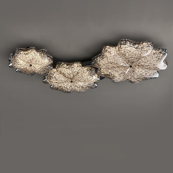 Lustre de plafond à montage affleurant en résine métallique avec LED et fleurs nordiques contemporaines pour salon 