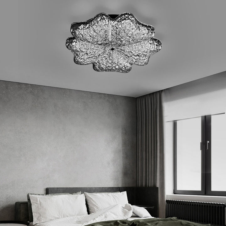 Lustre de plafond à montage affleurant en résine métallique avec LED et fleurs nordiques contemporaines pour salon 