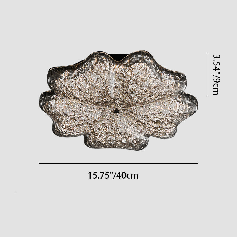 Lustre de plafond à montage affleurant en résine métallique avec LED et fleurs nordiques contemporaines pour salon 