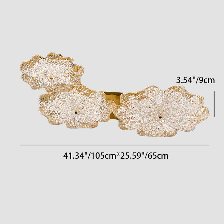 Lustre de plafond à montage affleurant en résine métallique avec LED et fleurs nordiques contemporaines pour salon 
