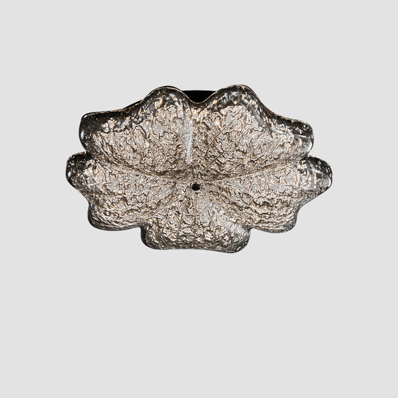 Lustre de plafond à montage affleurant en résine métallique avec LED et fleurs nordiques contemporaines pour salon 