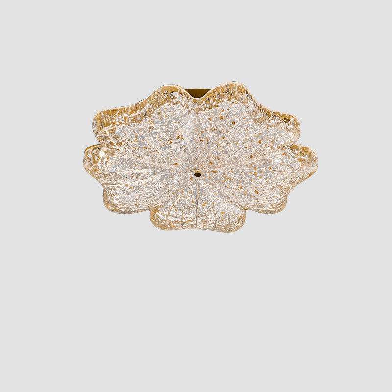 Lustre de plafond à montage affleurant en résine métallique avec LED et fleurs nordiques contemporaines pour salon 