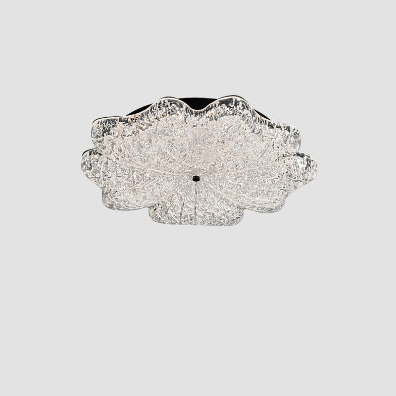 Lustre de plafond à montage affleurant en résine métallique avec LED et fleurs nordiques contemporaines pour salon 