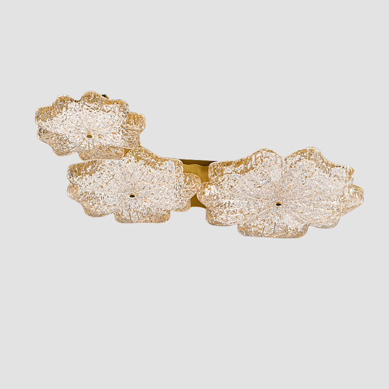 Lustre de plafond à montage affleurant en résine métallique avec LED et fleurs nordiques contemporaines pour salon 