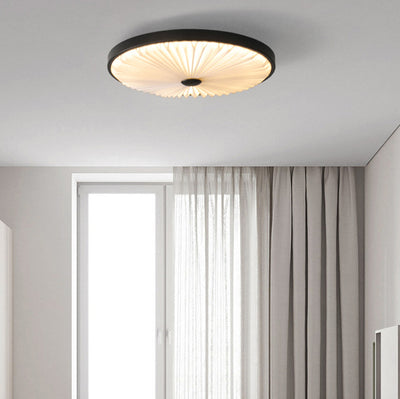 Modern Minimalist Round Pleated Iron PVC LED Flush Mount Ceiling Light For Bedroom