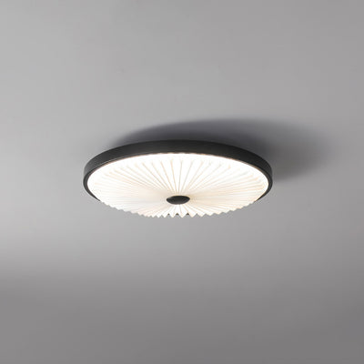 Modern Minimalist Round Pleated Iron PVC LED Flush Mount Ceiling Light For Bedroom