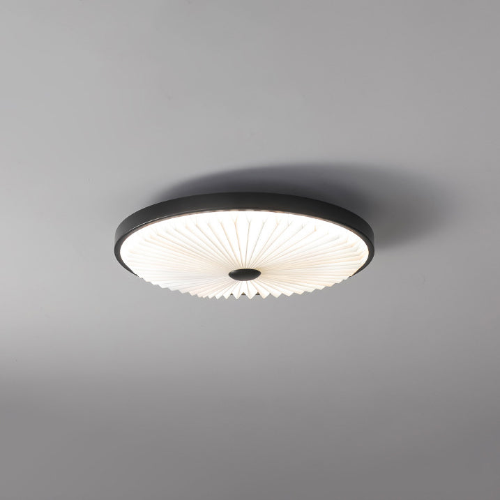 Modern Minimalist Round Pleated Iron PVC LED Flush Mount Ceiling Light For Bedroom