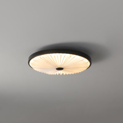 Modern Minimalist Round Pleated Iron PVC LED Flush Mount Ceiling Light For Bedroom
