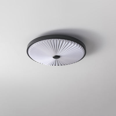 Modern Minimalist Round Pleated Iron PVC LED Flush Mount Ceiling Light For Bedroom