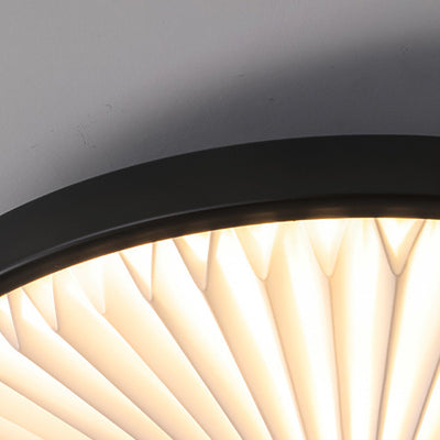 Modern Minimalist Round Pleated Iron PVC LED Flush Mount Ceiling Light For Bedroom
