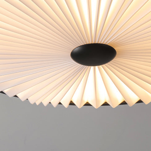 Modern Minimalist Round Pleated Iron PVC LED Flush Mount Ceiling Light For Bedroom