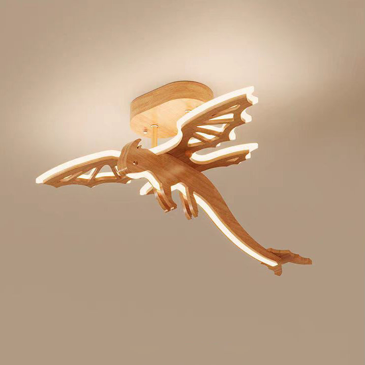Lumière de plafond semi-encastrée LED en bois massif, fer et acrylique pour chambre d&