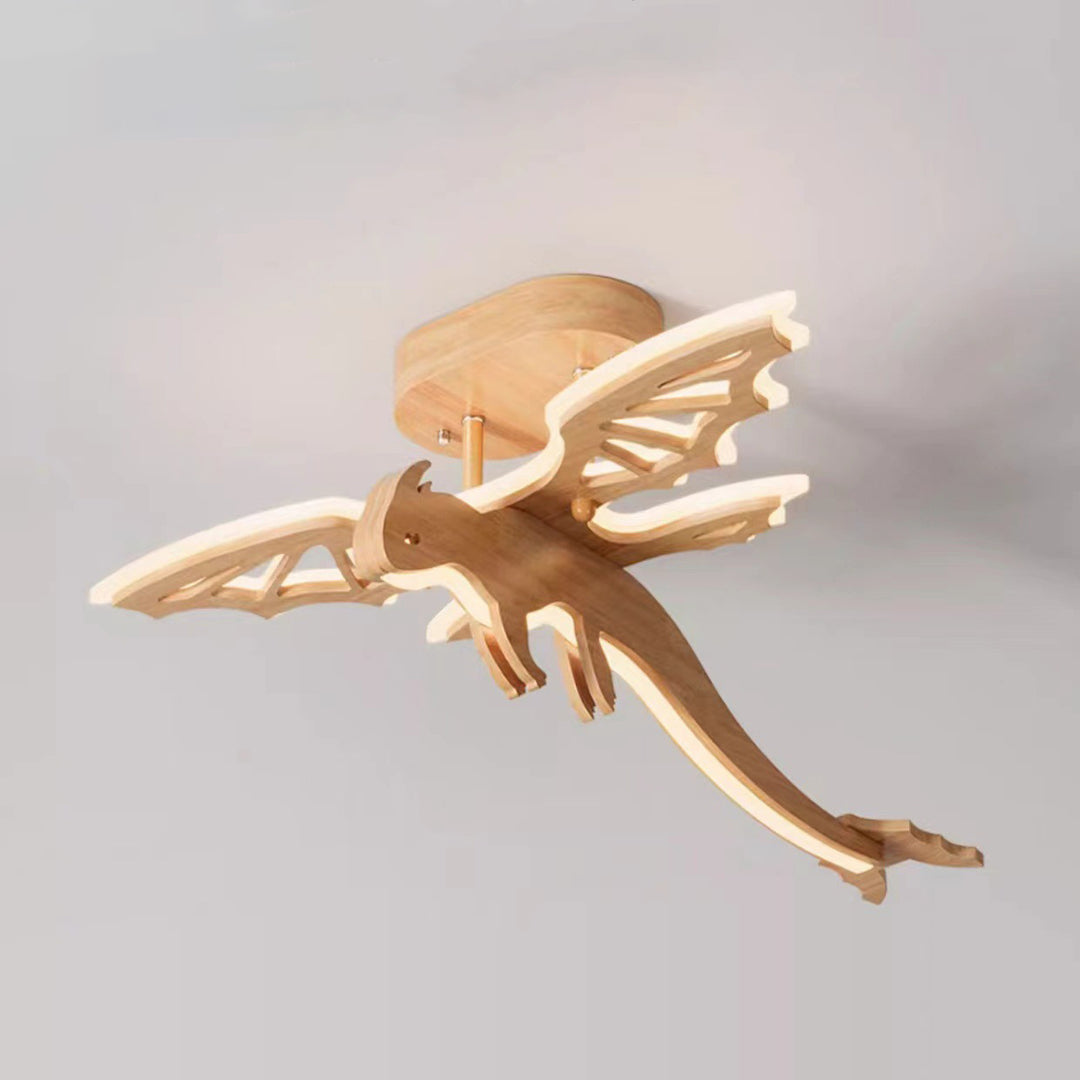 Lumière de plafond semi-encastrée LED en bois massif, fer et acrylique pour chambre d&