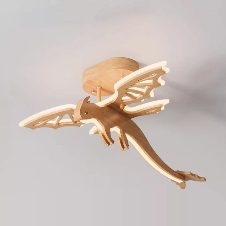 Lumière de plafond semi-encastrée LED en bois massif, fer et acrylique pour chambre d&