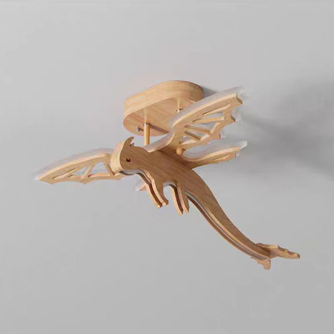 Lumière de plafond semi-encastrée LED en bois massif, fer et acrylique pour chambre d&
