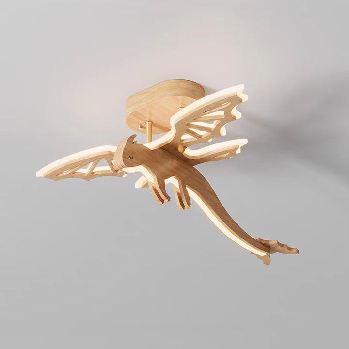 Lumière de plafond semi-encastrée LED en bois massif, fer et acrylique pour chambre d&