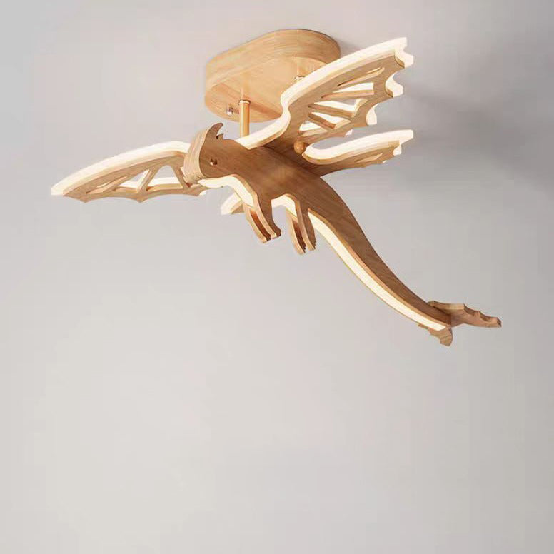 Lumière de plafond semi-encastrée LED en bois massif, fer et acrylique pour chambre d&