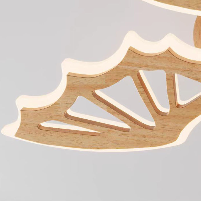 Lumière de plafond semi-encastrée LED en bois massif, fer et acrylique pour chambre d&