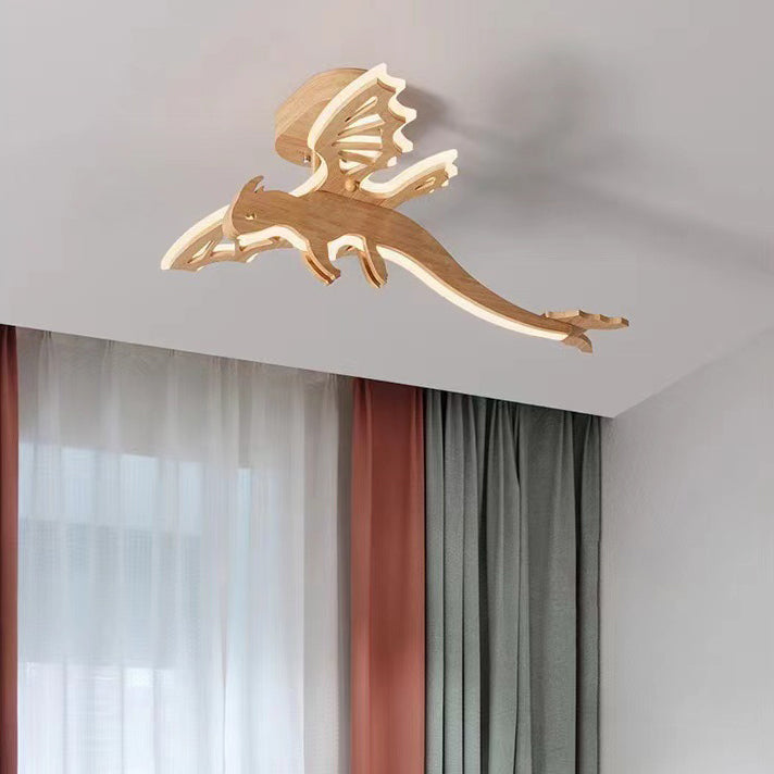 Lumière de plafond semi-encastrée LED en bois massif, fer et acrylique pour chambre d&