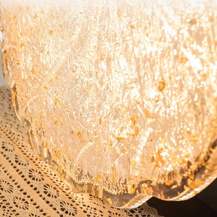 Luz de techo LED empotrada contemporánea retro redonda de encaje con lámina de oro de resina de hierro para sala de estar 