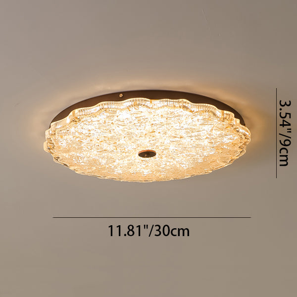 Luz de techo LED empotrada contemporánea retro redonda de encaje con lámina de oro de resina de hierro para sala de estar 