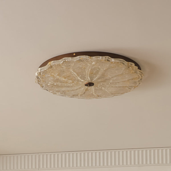 Luz de techo LED empotrada contemporánea retro redonda de encaje con lámina de oro de resina de hierro para sala de estar 