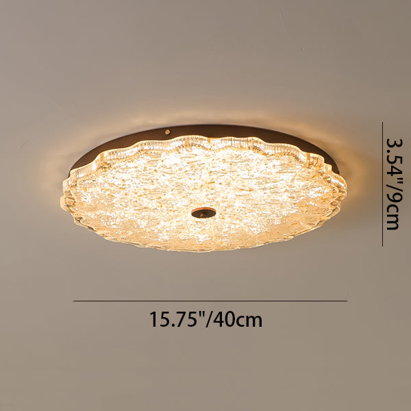 Luz de techo LED empotrada contemporánea retro redonda de encaje con lámina de oro de resina de hierro para sala de estar 
