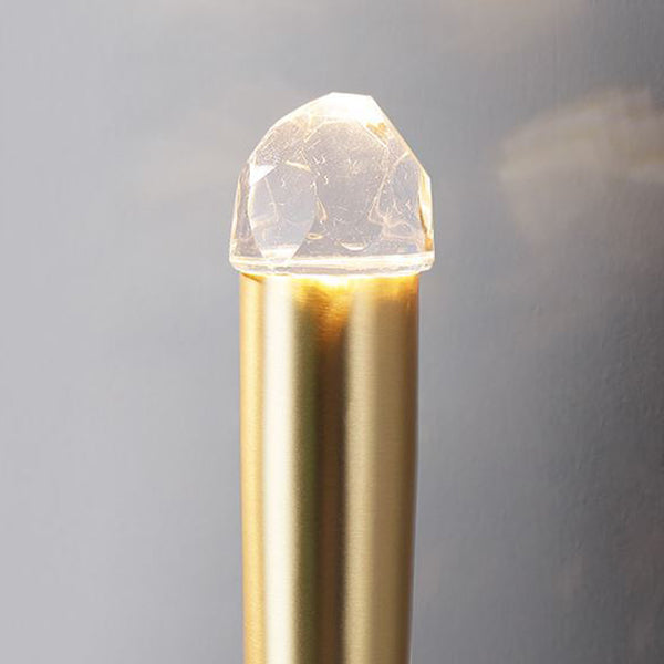 Lámpara de pared de 1 luz con forma de antorcha cilíndrica minimalista moderna de cobre y cristal para sala de estar 