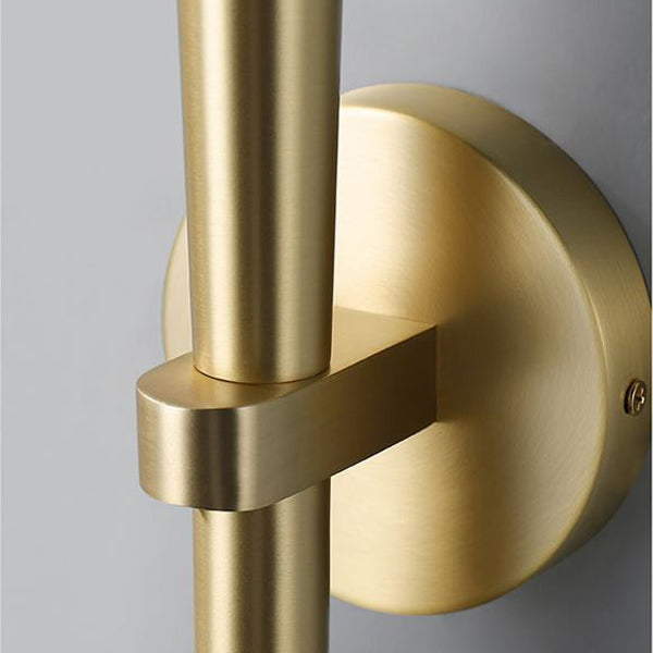 Lámpara de pared de 1 luz con forma de antorcha cilíndrica minimalista moderna de cobre y cristal para sala de estar 