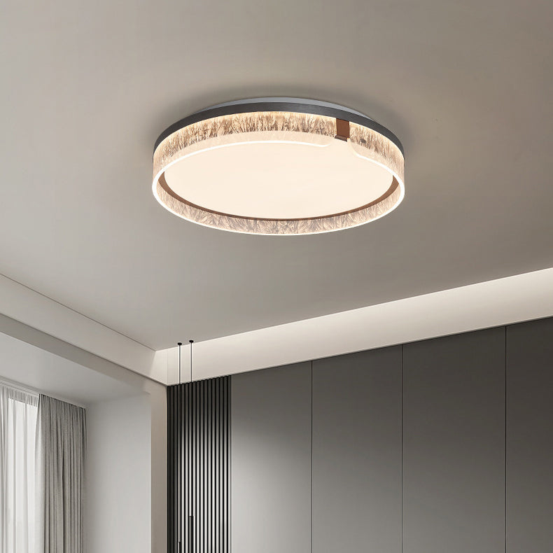 Plafonnier LED Rond Minimaliste Moderne en Fer Aluminium Acrylique pour Salon 
