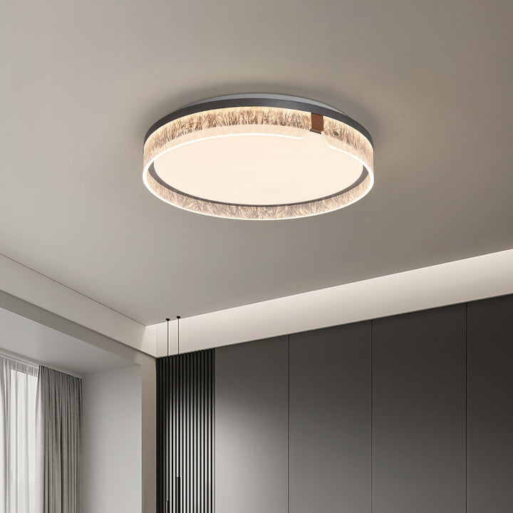 Plafonnier LED Rond Minimaliste Moderne en Fer Aluminium Acrylique pour Salon 