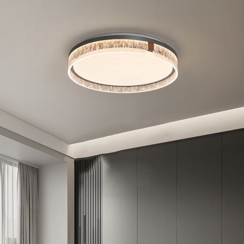 Plafonnier LED Rond Minimaliste Moderne en Fer Aluminium Acrylique pour Salon 